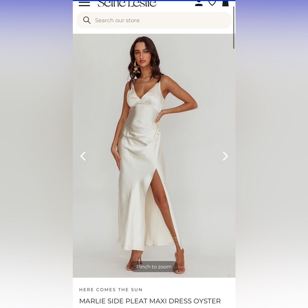 Selfie Leslie Marlie Side Pleat Maxi Dress Oyster